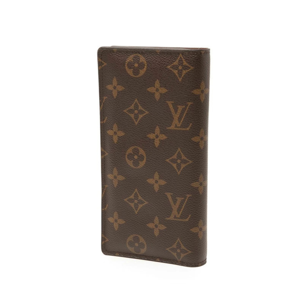 Louis Vuitton Monogram Brown Leather Wallet Long Brazza Portefeuille Brown